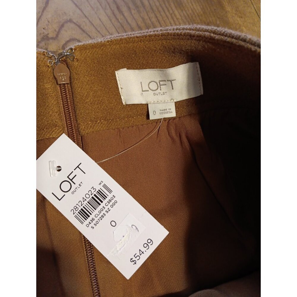 Loft Outlet Mini Skirt Womens 0 Pencil Brown Fleece Lined Office Zip Back NWT - Picture 3 of 7